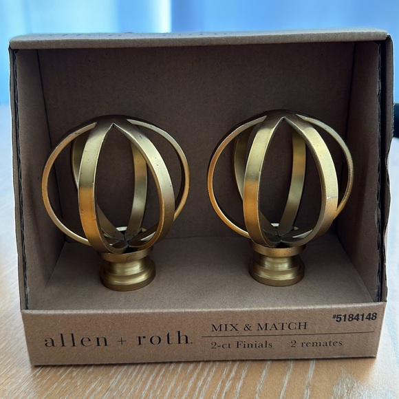 allen + roth 1 Pack Brushed Gold Steel Curtain Rod Finals - Picture 2 of 4